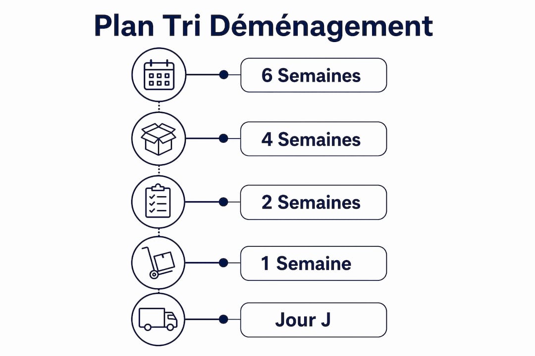 Découvrez une infographie détaillée présentant chaque étape clé pour réussir votre tri, illustrée de façon claire et pratique.