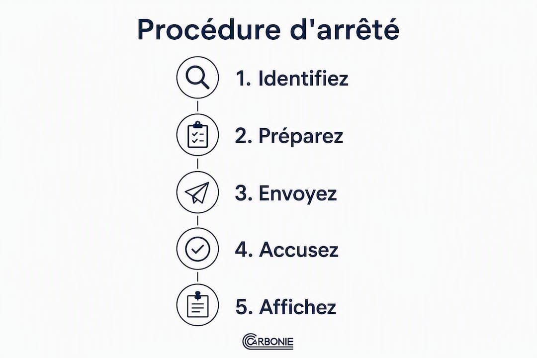 Schéma explicatif des étapes pour obtenir un arrêté