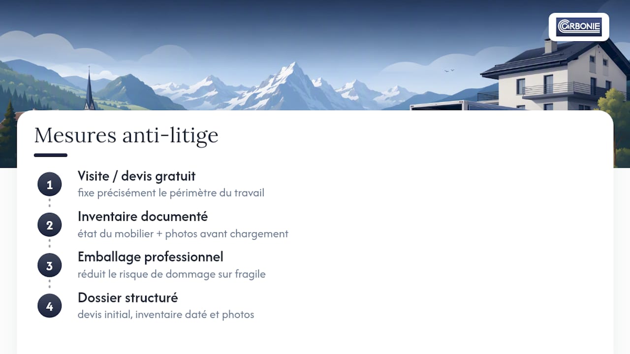 Comment Carbonie Déménagement limite le risque de litige dès le départ — overview diagram