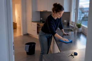 Nettoyage complet de la cuisine avant la remise des clés