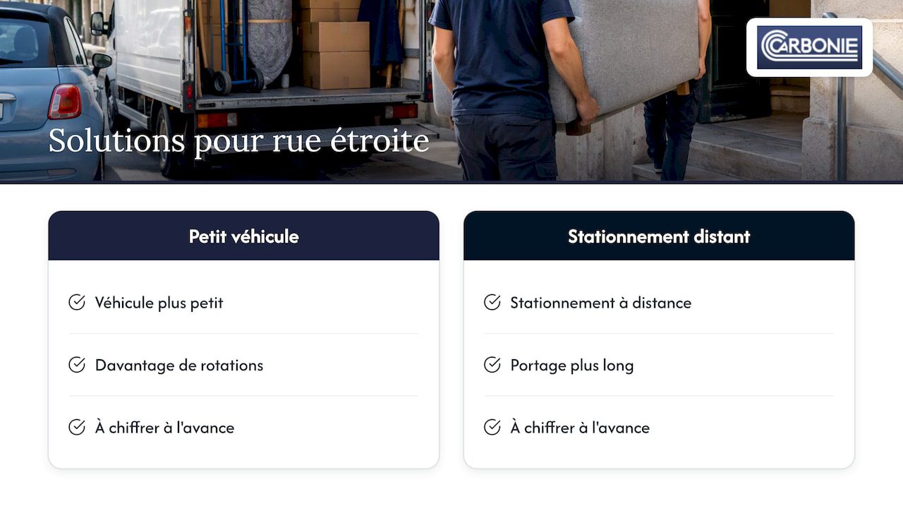 Deux solutions pour déménager dans une rue étroite