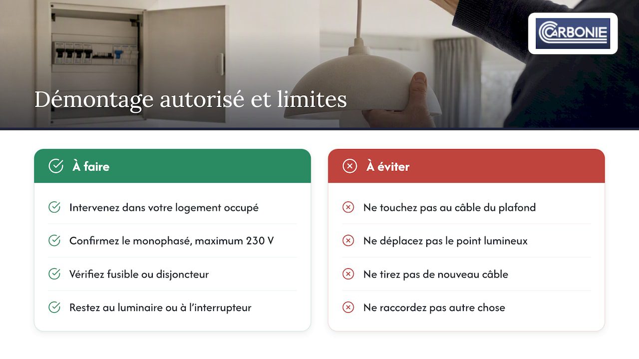 Conditions pour démonter un plafonnier en Suisse